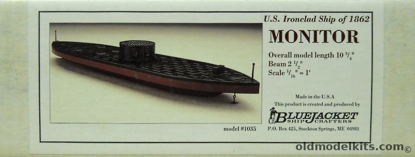 Bluejacket 1/192 Monitor US Ironclad Ship of 1862 - 10.75 Inches Long, 1035 plastic model kit